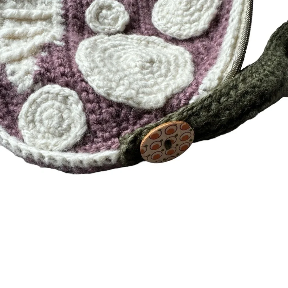 Handmade Crocheted Mushroom Bag with Zipper